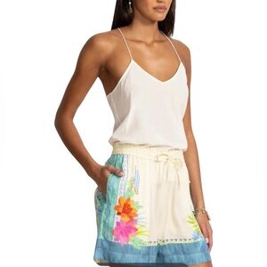 Johnny Was Tempest Cream Floral pull on shorts w/ slip pockets in Melissa NWT XL
